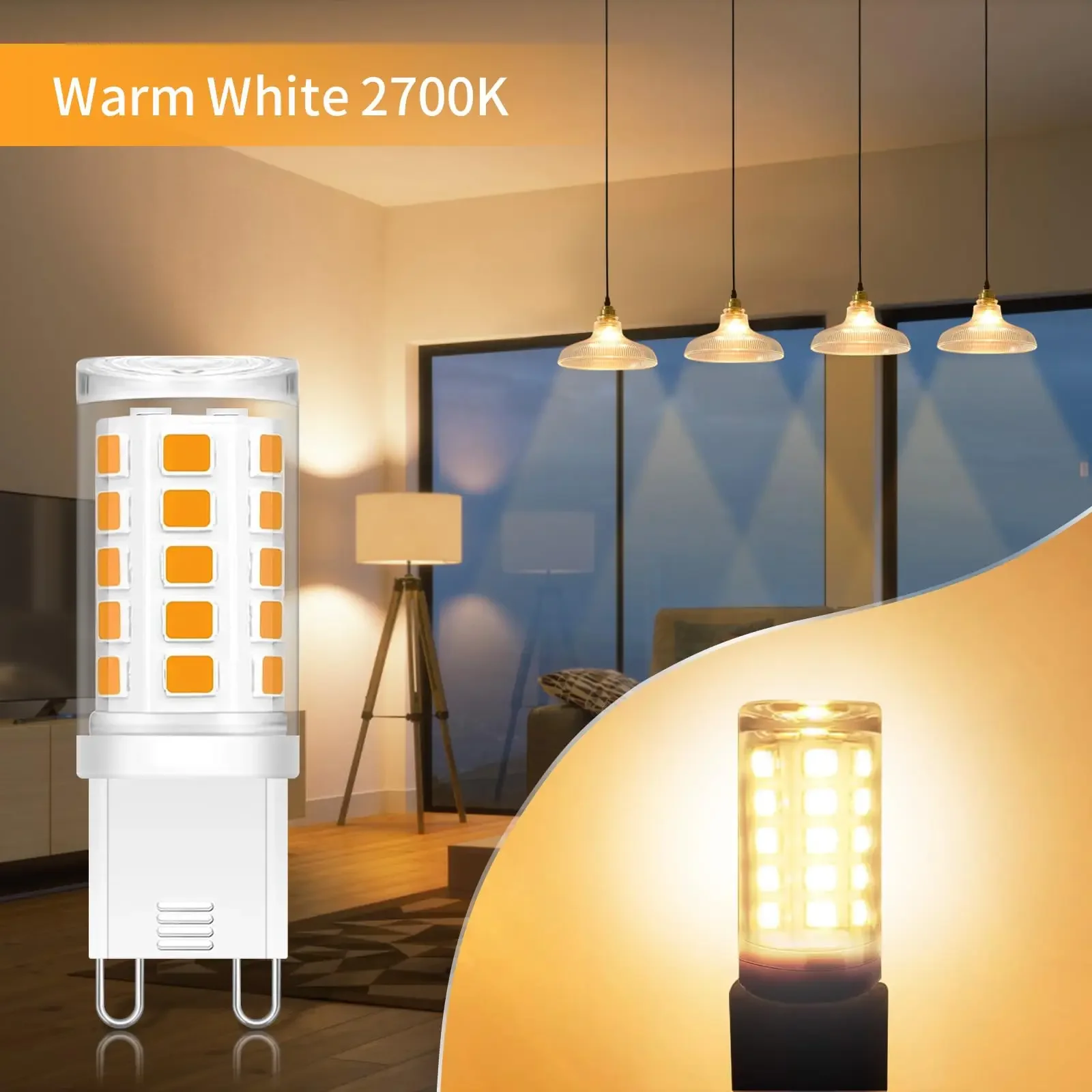3/8팩 G9 LED 전구 220V 3W 2700K 6000K 깜박임 없는 LED 램프 33W 할로겐 전구 대체 샹들리에 펜던트 콘 전구