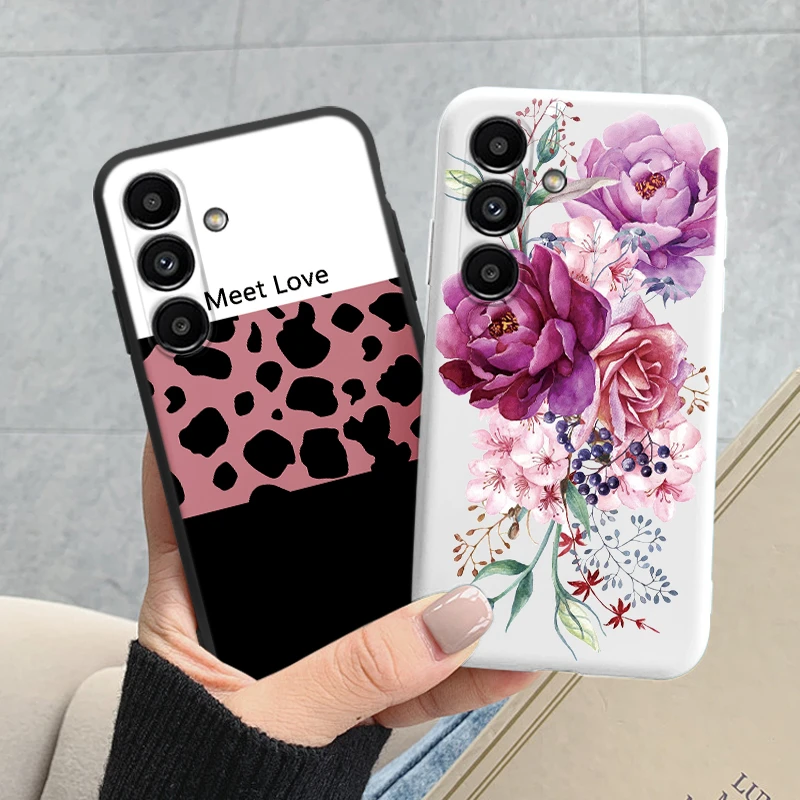 Case For Samsung Galaxy A34 5G Cute Heart Flower Back Cover Soft Silicone Matte Protective Funda For Samsung A 34 GalaxyA34 Bags