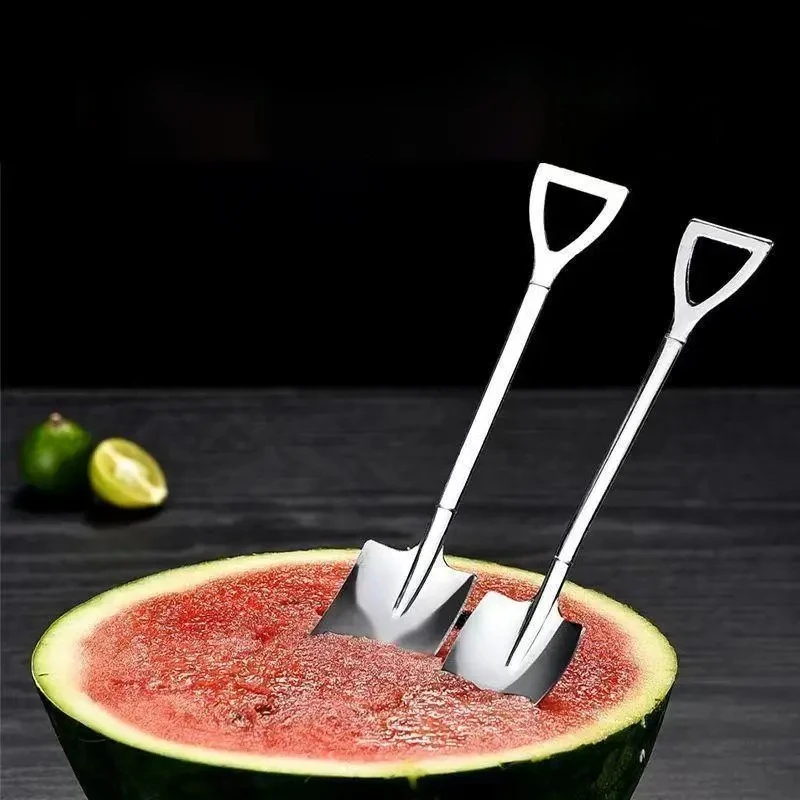 Shovel Spoons Stainless Steel Teaspoons Creative Coffee Spoon for Ice Cream Dessert Tableware Scoop Cutlery Set for Eating