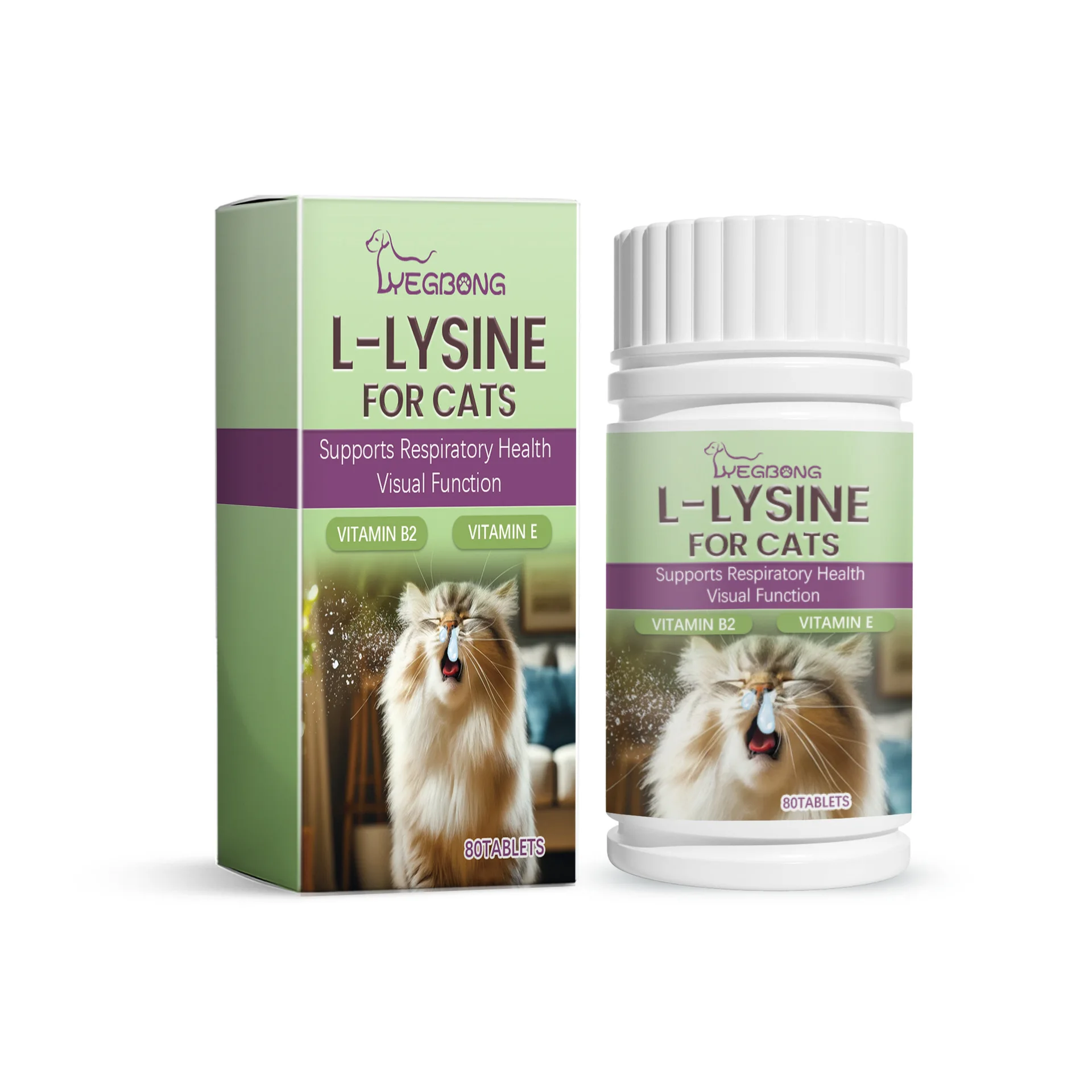Cat Nutritional Supplement Strengthen Physical Tablets For Kitten 80pcs Respiratory Health Tears Sneezing Remover Tablets