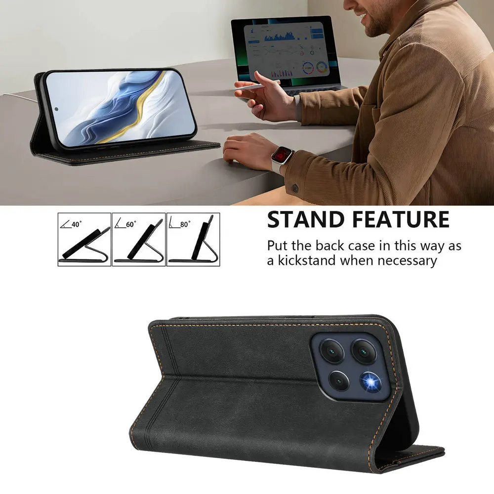Premium RFID Leather Wallet Magnetic Phone Case Cover, 5G/4G Compatibility