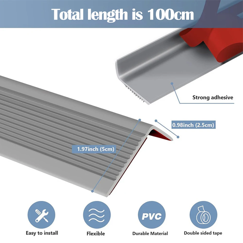 Stair Edging Strips Rubber Self-Adhesive Nosing Strip For Stair Corner Protection Decor Cover Quiet Anticollision Antiskid Strip