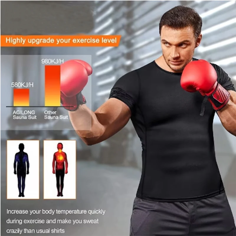 High Elasticity Men's Sweatshirt Gym Workout Shapewear Shapewear Vest Slim Fit Sauna Compression Warm Top Fitness Sweatshirt
