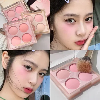 매트 블러시 메이크업 팔레트, 매쉬드 포테이토 텍스처, 방수 뺨 틴트 컨투어 섀도우 블러셔, 루즈 파우더 화장품, 4 가지 색상
