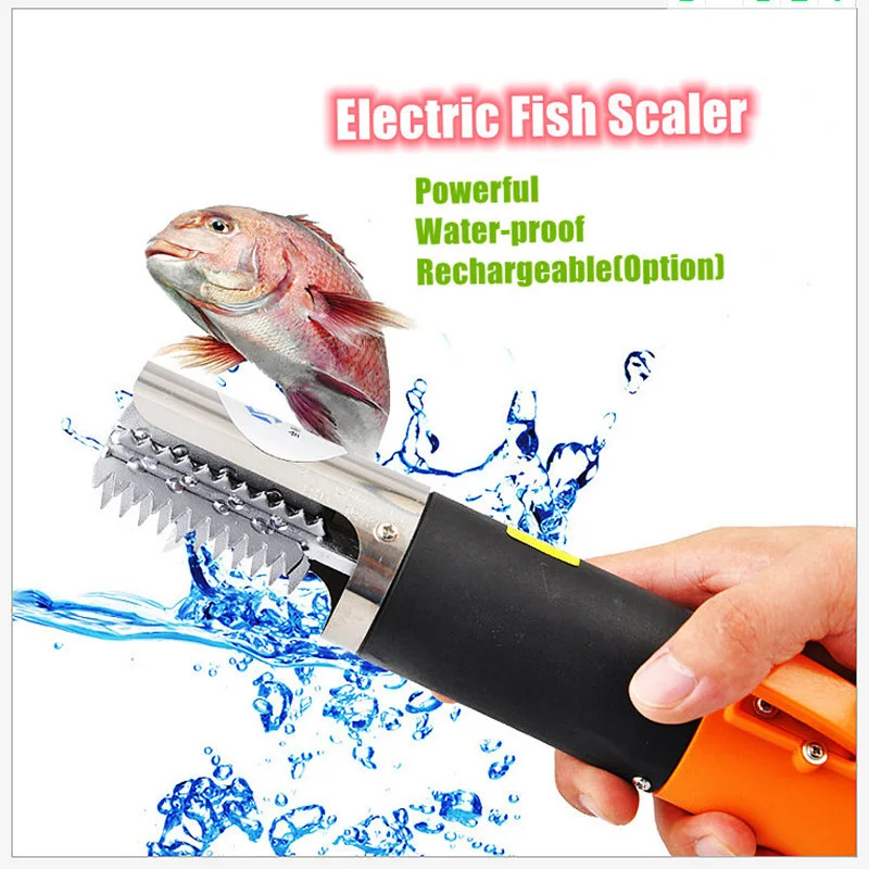 FDYD Elettrico Automatico Pesce Scaler Pelle Cleaner Kit Clean Filo Elettrico della Scala di Pesci di rimozione Raschietto con Impermeabile Potente,Rosso 