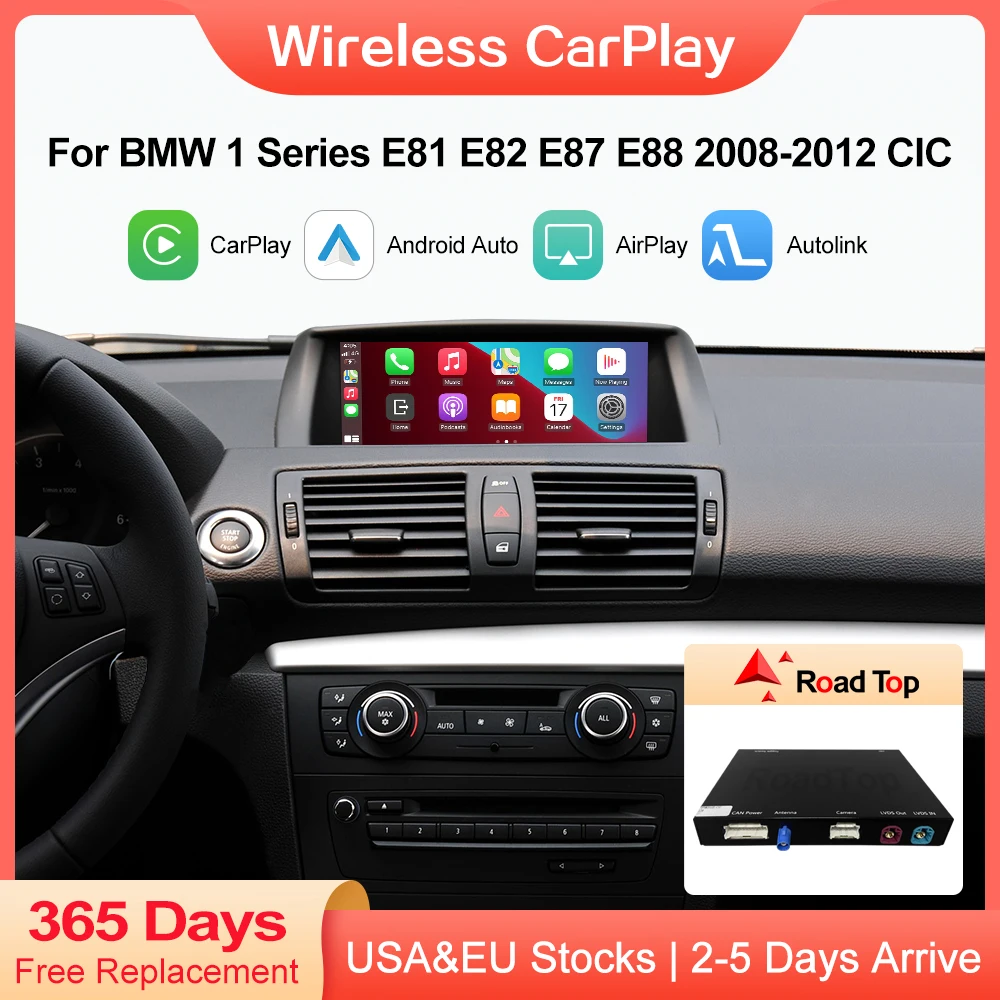 

Wireless CarPlay For BMW CIC System 1 Series E81 E82 E87 E88 2008-2012 with Android Auto Mirror Link AirPlay Car Play navigation