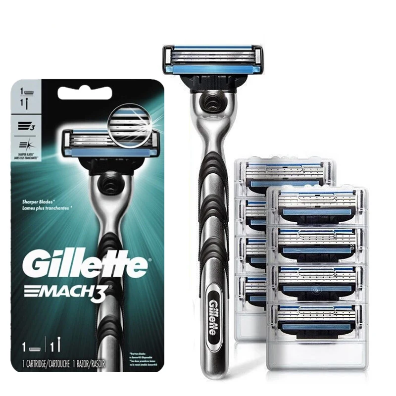 Бритва Gillette MACH 3 Мужская с 3-мя лезвиями, быстрое гладкое бритье, борода со смазкой, Полоска, ручная Бритва для мужчин
