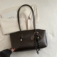 Trend PU Leather Work Shoulder Bag Large Capacity Simple Female Crossbody Bag Solid Color Commuting Bag Women Female