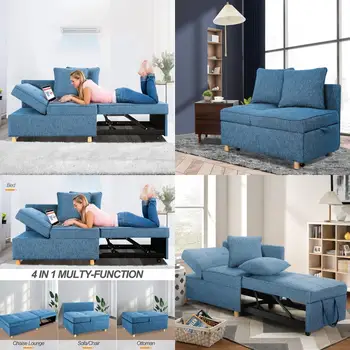 4-in-1 Modern Linen Sleeper Sofa 1