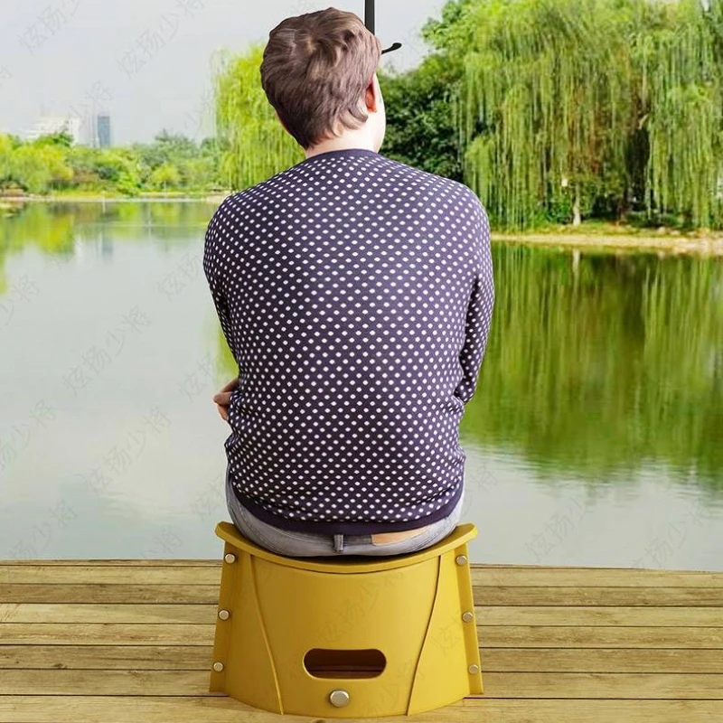 Plastic Folding Small Stool Portable Outdoor Household Children's Maza Adult Simple Fishing Chair Train Small Bench