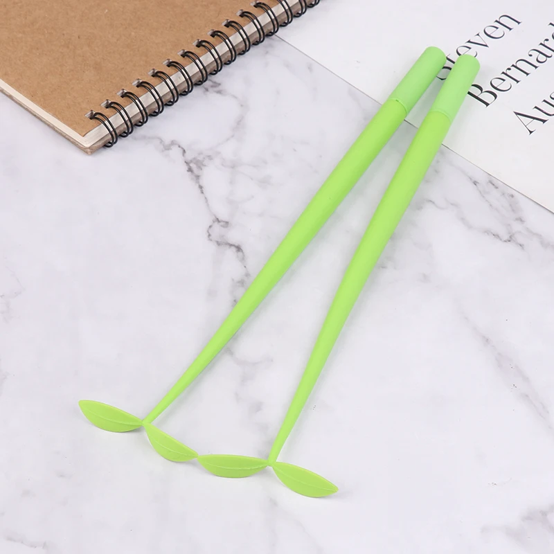 [k]4Pcs 0.5MM 검정 잉크 럭키 리프 러블리 젤 펜 녹색 잎 쓰기 서명 펜 학생용 학교 사무실 필기 용품