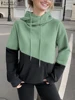 ZANZEA Holiday Hooded Drawstring Tops Women Colorblock Hoodies Fashion Long Sleeve Sweatshirt 2024 Autumn New All-match Pullover 1