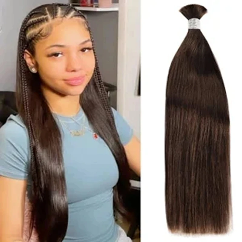 Human Braiding Hair Straight Bulk Human Hair For Braiding No Weft 1 Bundle 50G 100% Remy Extensions Natural Color
