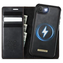 2 - in - 1 Magnetic Detachable Wallet Case with RFID Blocking and PU Leather Card Holder & Kickstand - iPhone 17 e (Black)