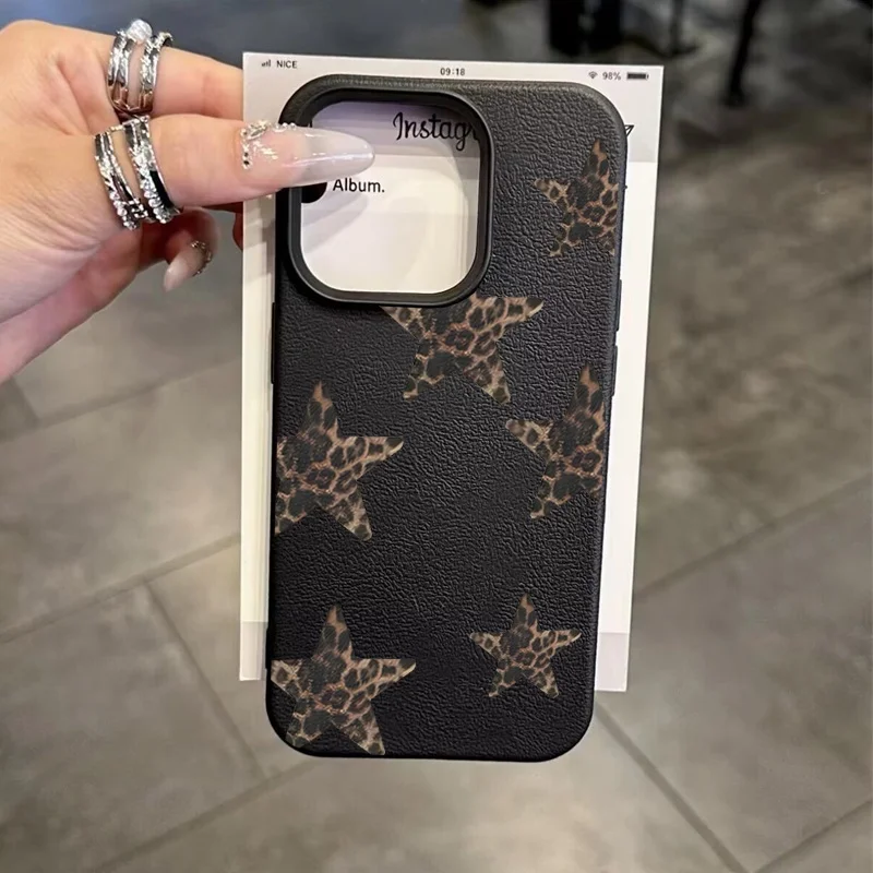 Leopard Print Bow Tie Star Phone Case Cover