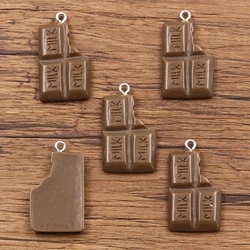 Set of 10 Colorful Resin Chocolate Charms for DIY Jewelry & Accessories (Coffee)