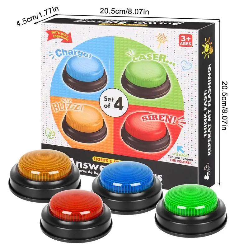 Educational Answer Buzzer Set 4pcs Recordable Talking Button Children Interactive Toy Family Game Competition Props Toys 6