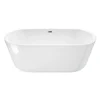 Round Bathtub, Acrylic Freestanding Bathtub, Contemporary Soaking White Tub, with Drain for Easy Clean 1