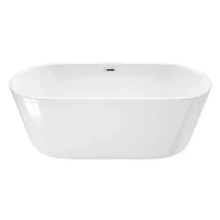 Round Bathtub, Acrylic Freestanding Bathtub, Contemporary Soaking White Tub, with Drain for Easy Clean 1