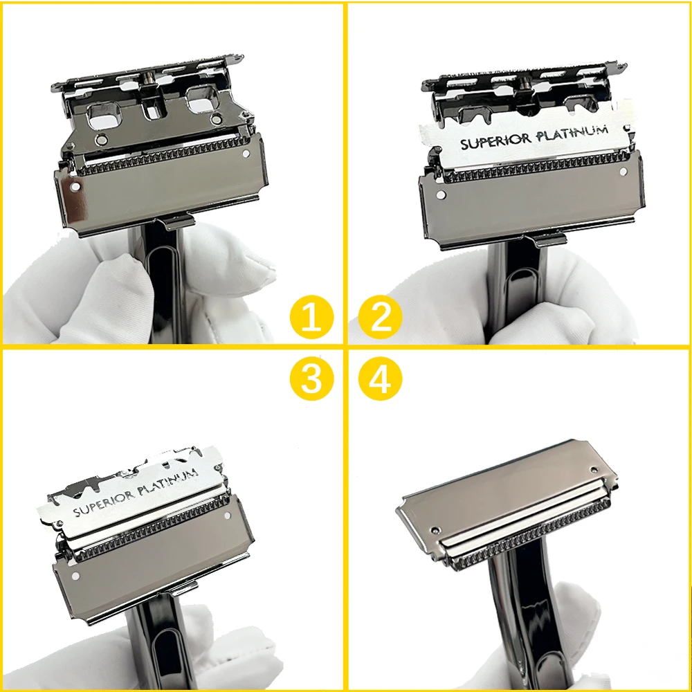 4D Super Double-edged Safety Razor Half Blade Shaver 20T Glide Pro Whityle With Travel Leather Storage Bag for Men Grooming Care