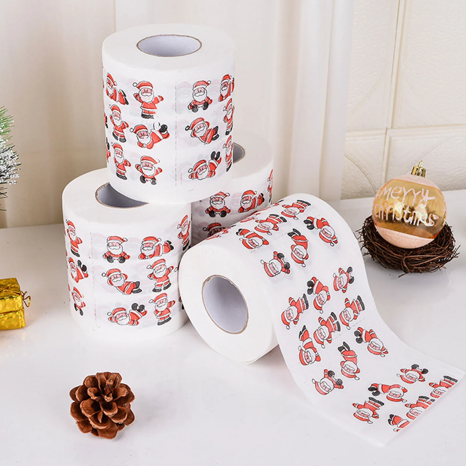 Toilet Paper Christmas Pattern Series Roll Paper Santa Claus Reindeer Hygienic Creative Toilet Papers Rolls Funny Napkins,toilet paper
