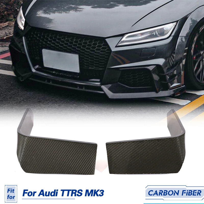 

Плавники для переднего бампера автомобиля, отделка для Audi TTRS MK3, двухдверное купе 2016-2018, передняя противотуманная фара, задняя крышка, сплиттер, канаты, углеродное волокно