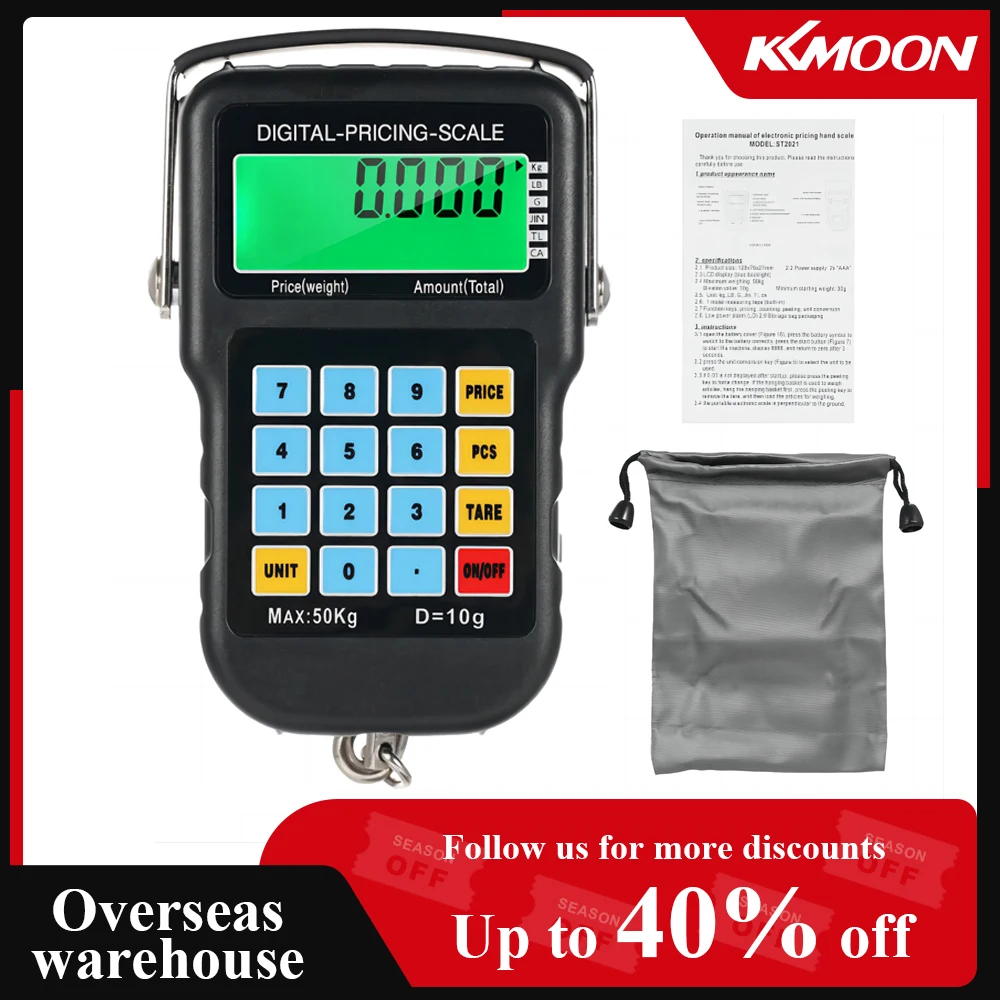 110lb/50kg Digital Scale LCD Backlit Electronic Hook Digital Fishing Scale Hanging Weight Calculator Fishing Tackle
