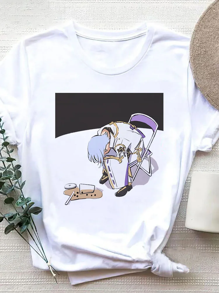 

Cartoon Genshin Impact T Shirt Women Kawaii Kamisato Ayato Graphic Tees Genshin T-Shirt Unisex Hip Hop Tops Harajuku Tshirt