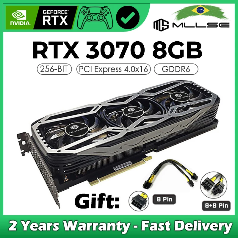 

MLLSE Gaming Graphics Card GeForce RTX 3070 8GB 256-bit GDDR6 HDMI PCIe 4.0 x16 8 NM GPU Triple Fans Desktops placa de video