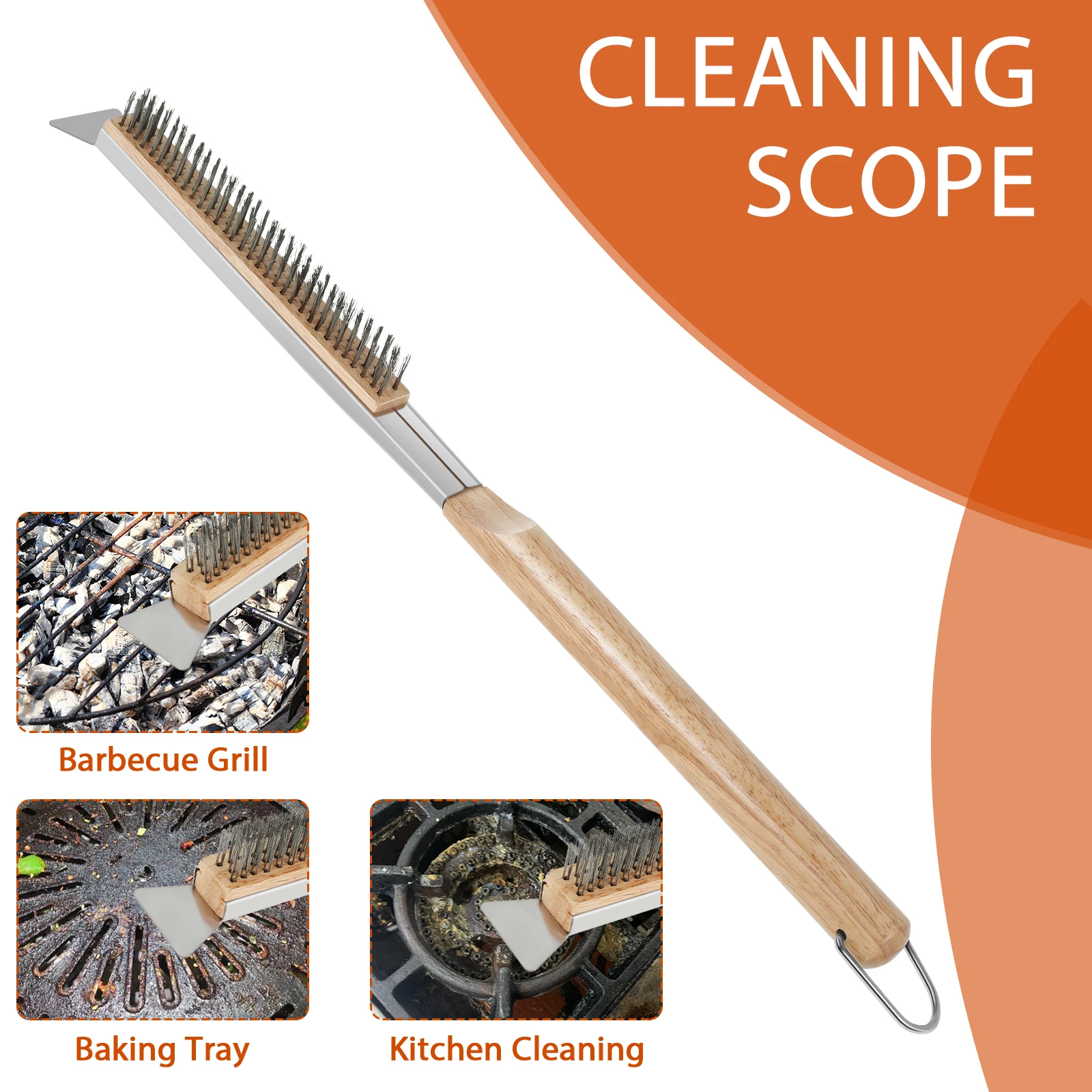 Oven Cleaning Brush 21 Inch Pizza Oven Brush Long Handle Stainless Steel Kitchen Pizza Stone and Scraper Oven Accessories