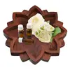 Wooden Lotus Tray Lotus Shape Crystal Stone Holder Crystal Display Tray with Bottom Non-Slip Pad for Aromatherapy Oils Jewelry 4