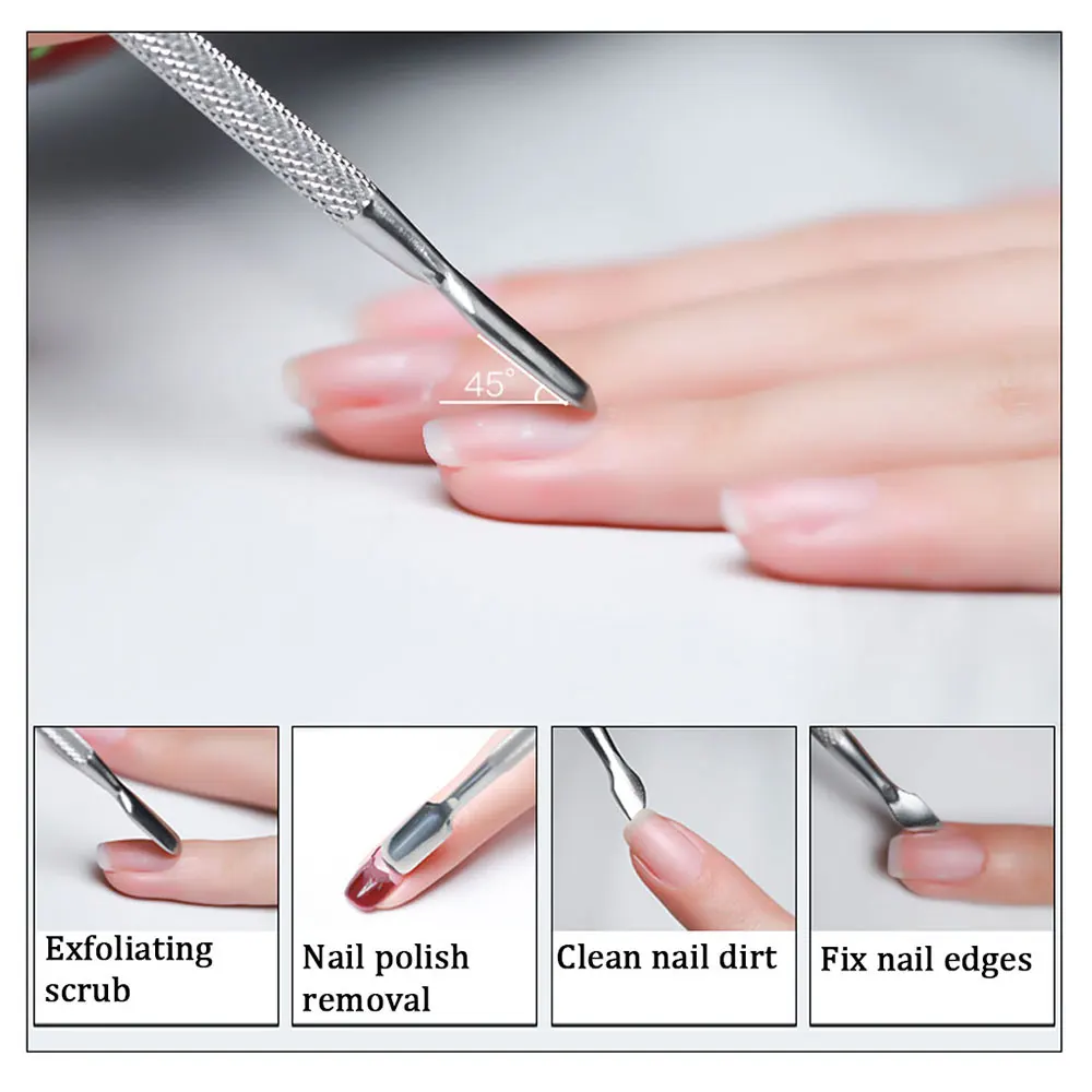 Cuticle Pusher Stainless Steel Dead Skin Cuticle Remover Manicure Cleaner Care Nail Tools 1/3Pc