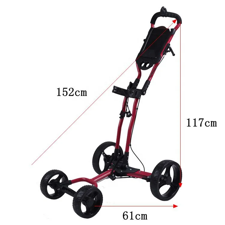 Nice Quality Manufacturer 4 Wheels Foldable Golf Trolley Aluminum Frame Golf Push Buggy