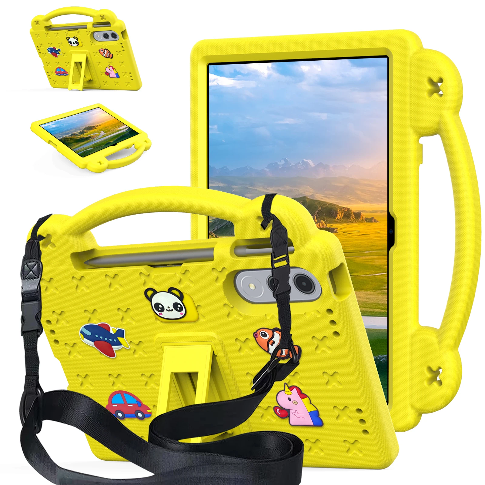 Sturdy EVA Stand Case with Hand Holder for 11.1-inch Tablets, Ideal for Kids' Protection and DIY Customization