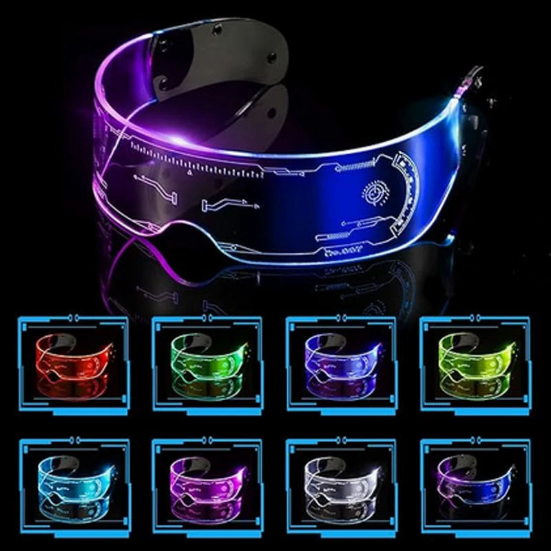 Luminous Futuristic LED Glasses for Cosplay and Rave Parties