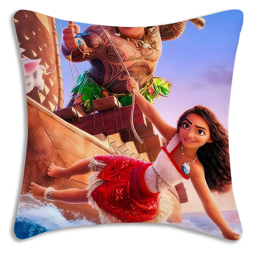 Pillow Covers Disney Moana Cartoon Sofa Decorative Home Double-sided Printing Short Plush Cute Cushion Cover