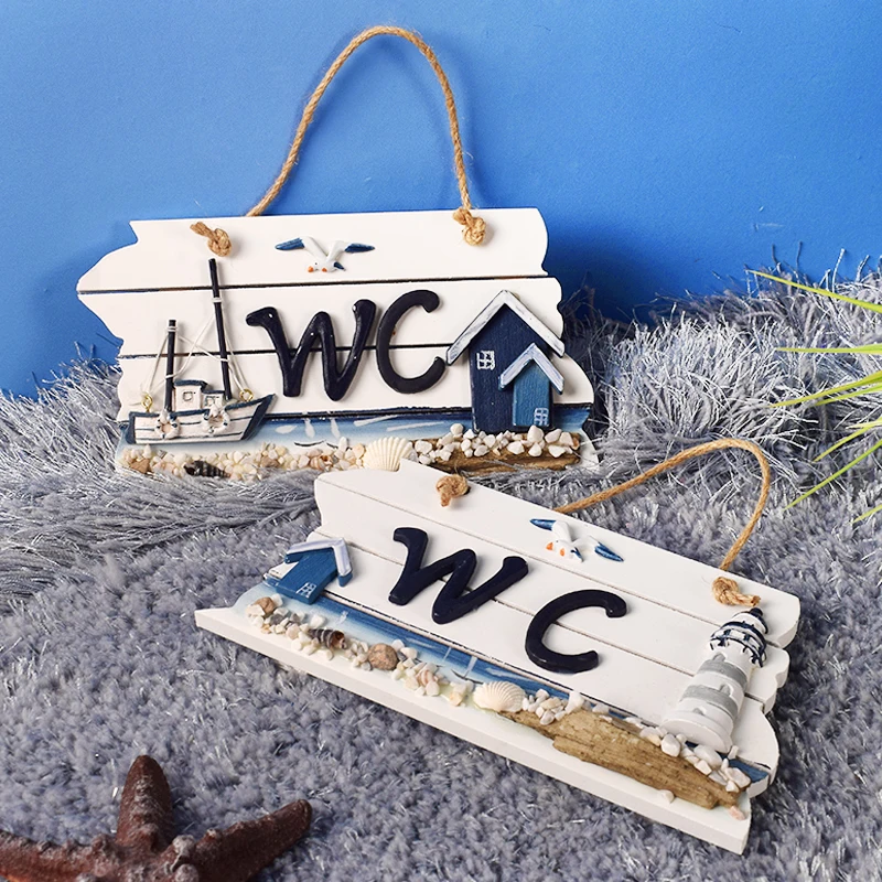 

Toilets Plaque Mediterranean Style Creative WC Hanging Door Decorative Hanging Bathroom Signs Toilet Door Decorations