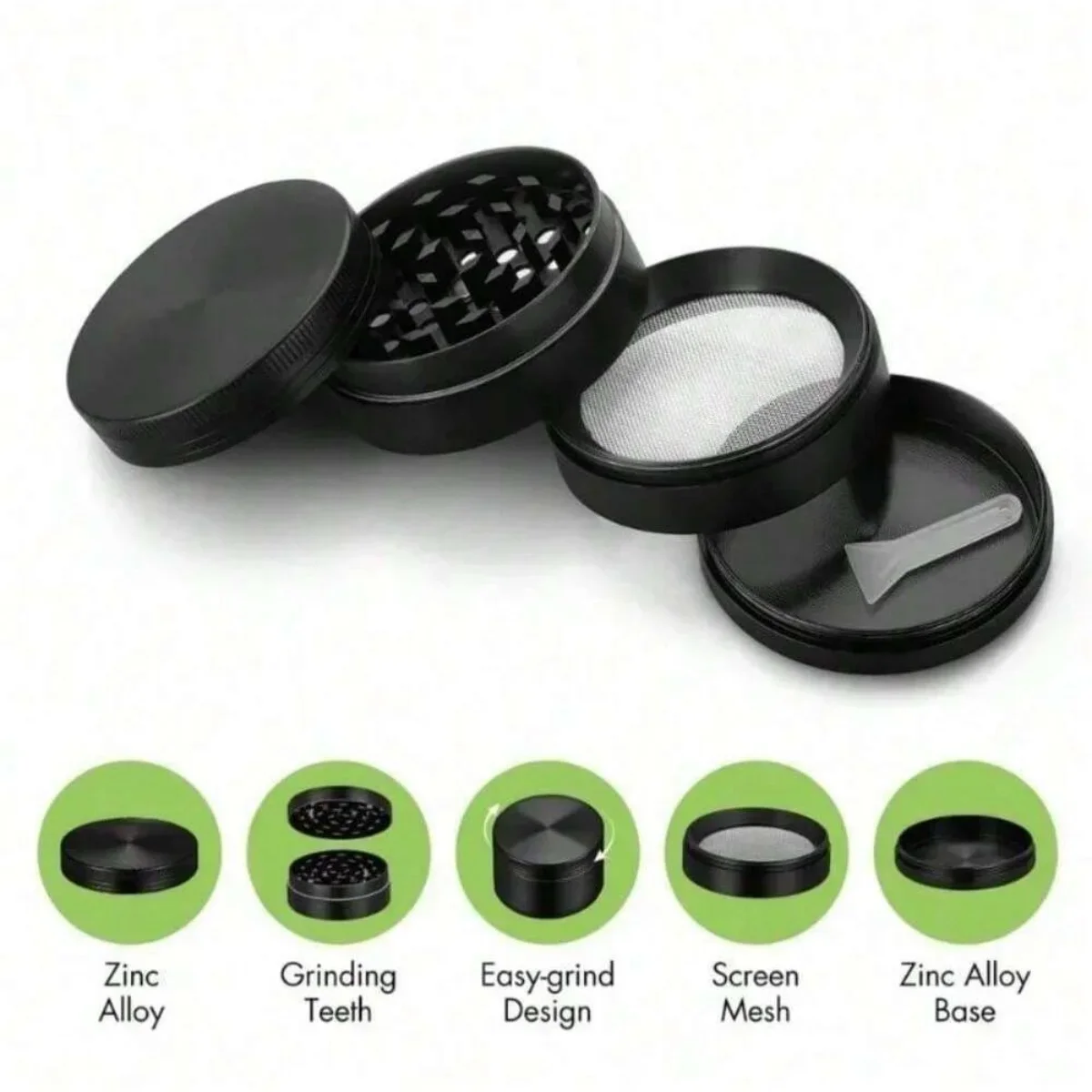 50mm Metal Lip Herb Grinder 4-layers Spice Pepper Mill Mortar Raw Grass Tobacco Grinder Cigarette Smoke Accessories Kitchen Tool