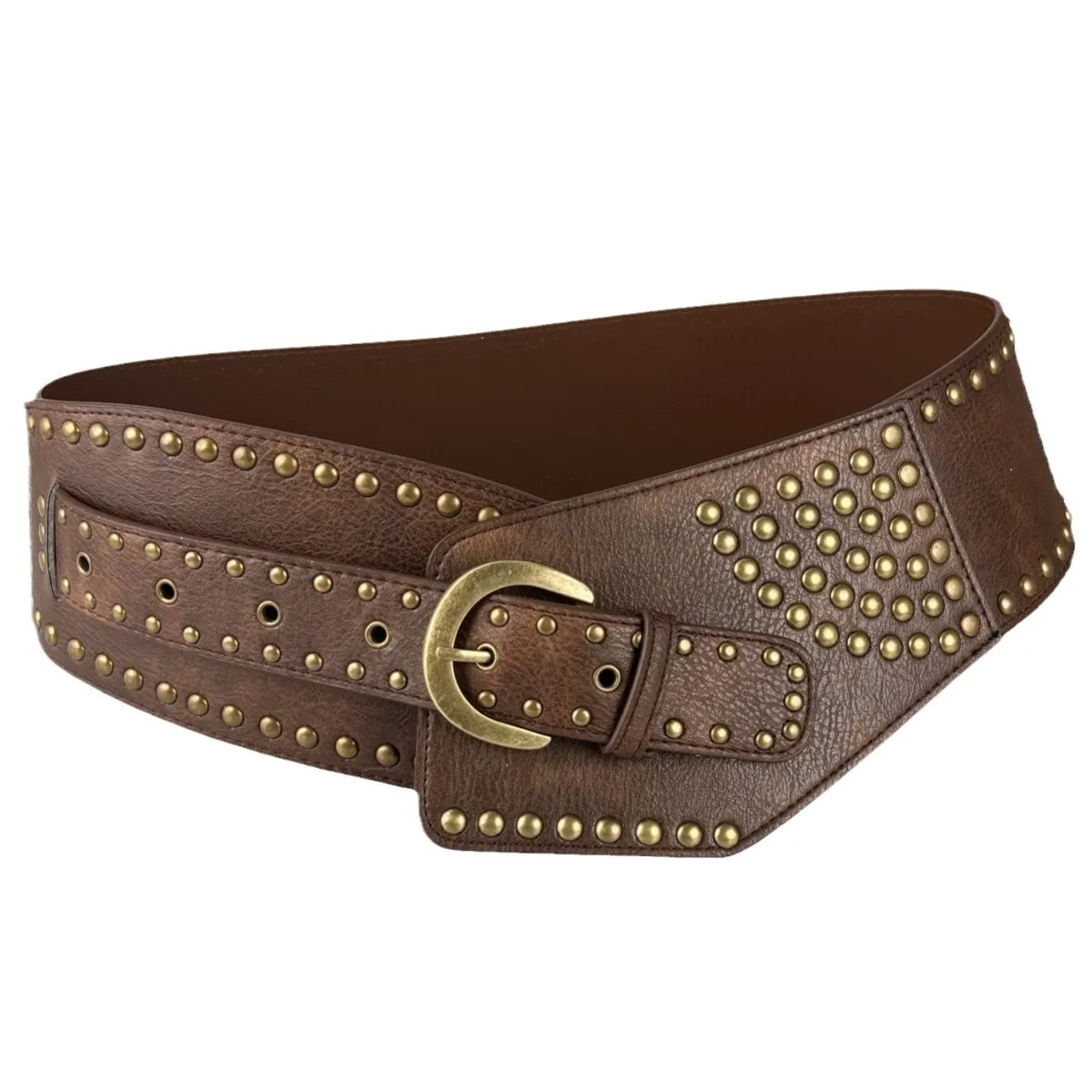 Wide waistband for women with luxury sense fashionable versatile decoration paired with skirt trendy rivet leather belts pu leather belts