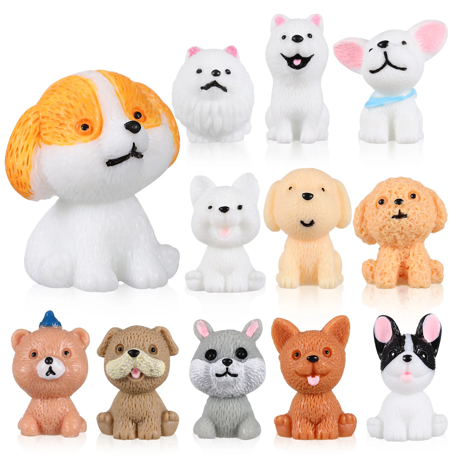 

12 Pcs Cartoon Puppy Ornaments Dog Statue Indoor Decor Figurines Sculptures Resin for Home