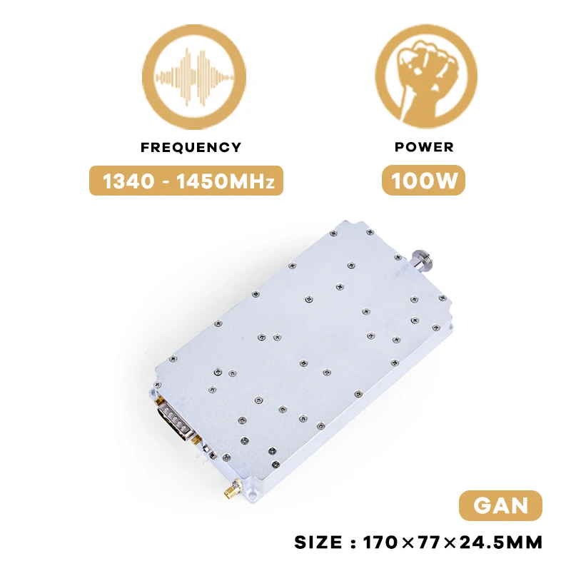

100W 1340-1450MHz GAN FPV UAV anti drone modules rf power amplifier modules Shielding Device with Blocking Signal Defence