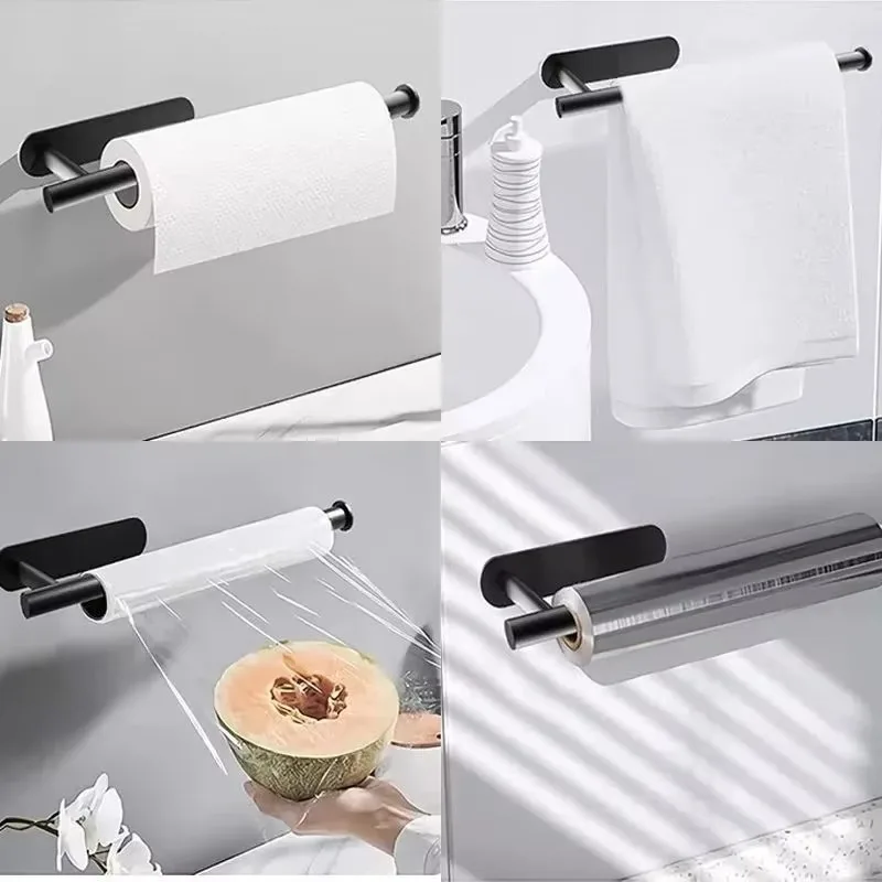 Paper Towel Holder Wall Mount Stainless Steel Kitchen Bathroom Self Adhesive No Drilling paper towel holder paper towel rack