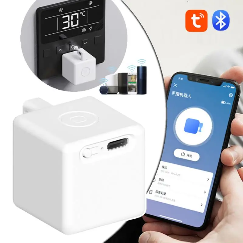 Tuya Smart Fingerbot Botão Pusher Smart Life Timer Controle de Voz Funciona com Alexa Assistente de Casa Bluetooth 5.2 Plus
