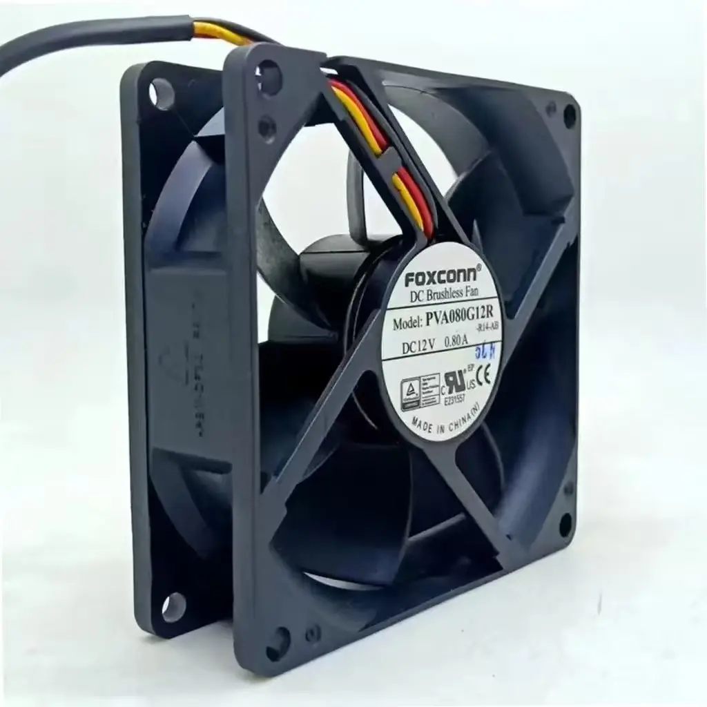 새로운 PVA080G12R 8025 12V 0.80A 3핀 RD 신호 차량 충전용 듀얼 볼 8cm 초고속 대용량 냉각 팬