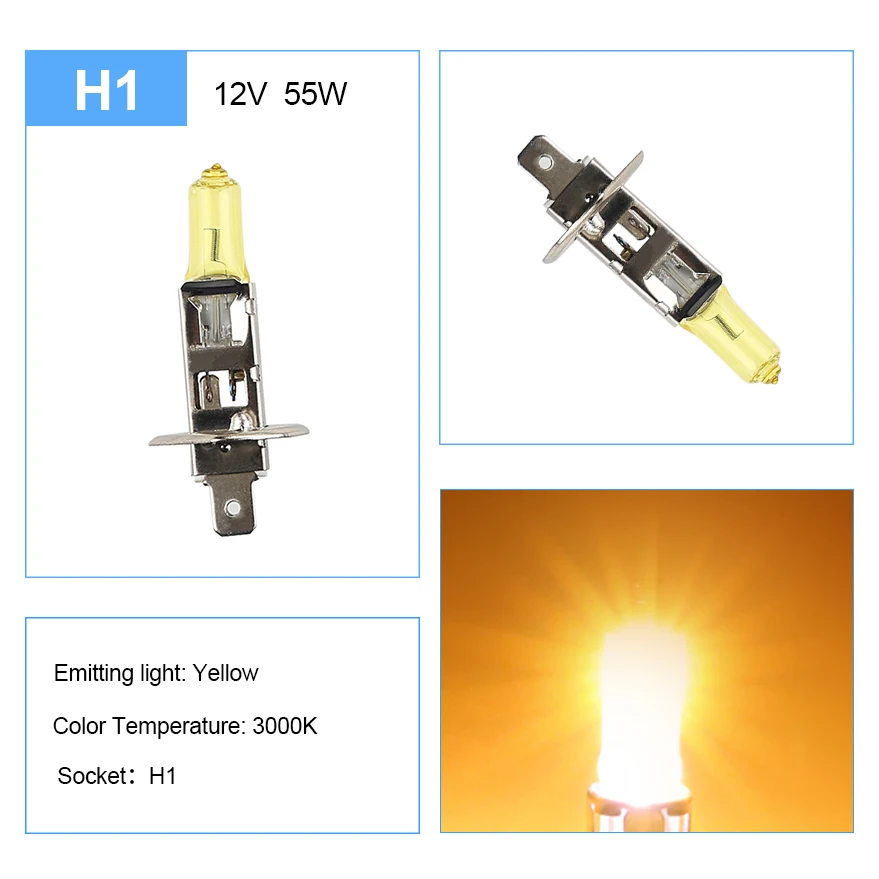 ADPOW H7 H8 H11 H15 100W 12V 6000K Fog Lights Halogen Bulb Car Golden Yellow Headlight Lamp Car Driving Light Car Styling