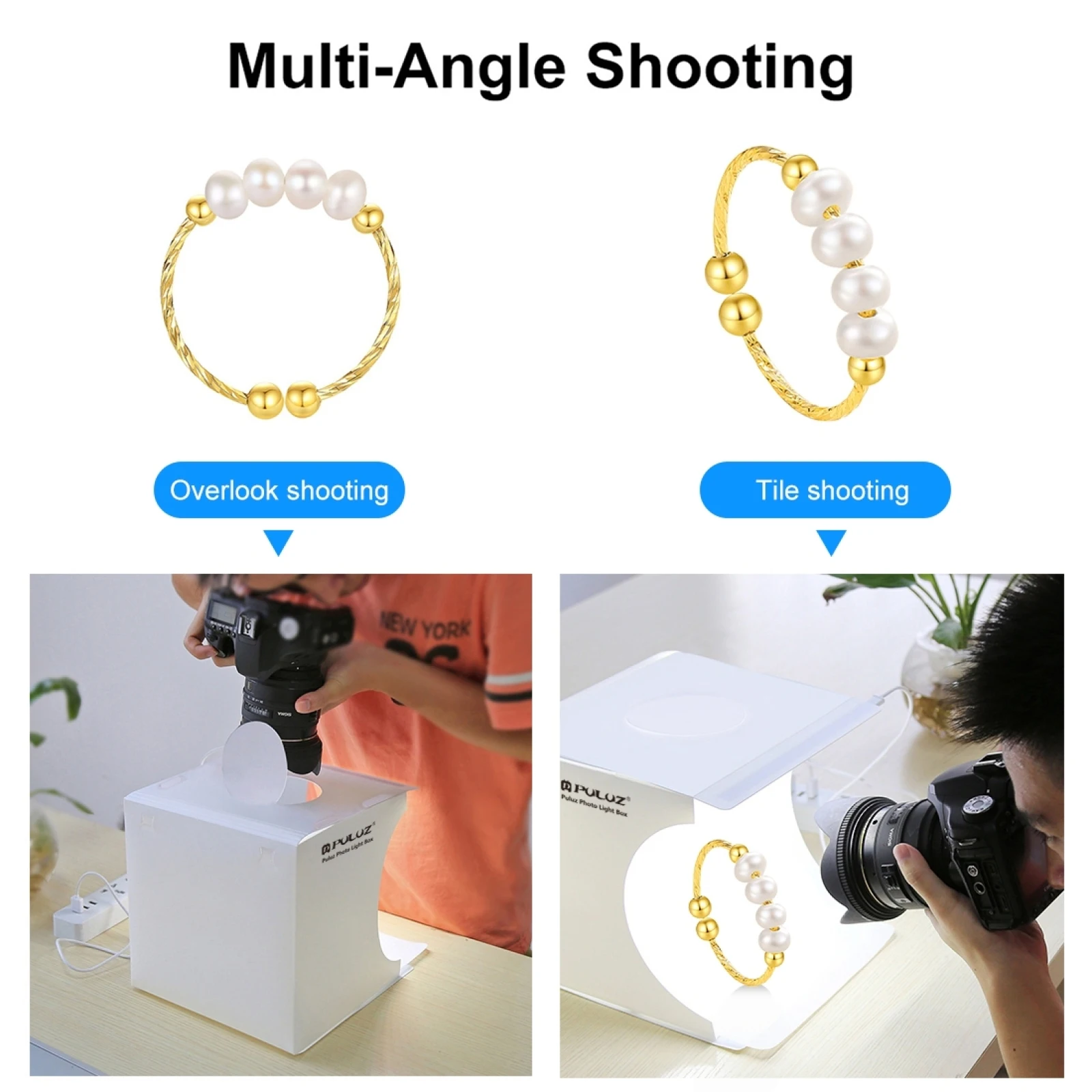 Photo Studio Box PULUZ 20cm Photo Studio Box, Mini Photo Lightbox, Photography Studio Shooting Tent Box Kits 2 Colors Backdrop