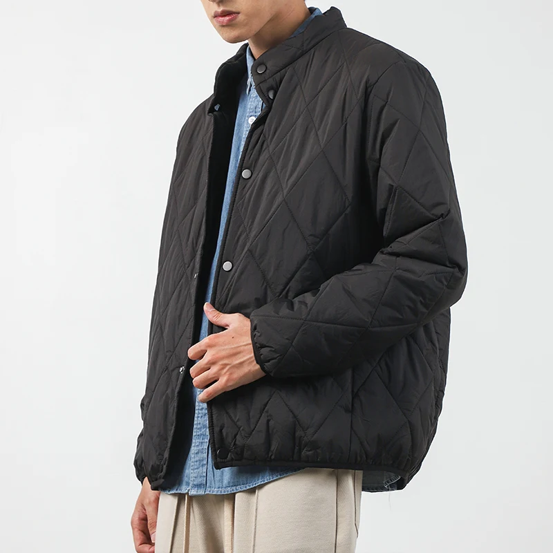 Stitched Cotton Jacket Men's Winter Vintage Solid Color Jacket Thickened Stand-Up Collar Baseball Suit cotton jacket