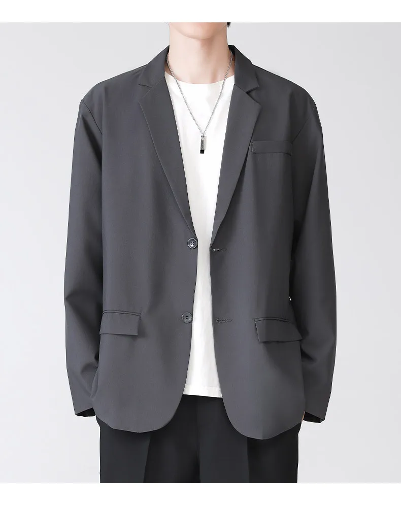 Men's Suit Korean Version Business Handsome Casual Loose Design Sense Niche Versatile Suit Jacket Breathable Slim Fit Pocket