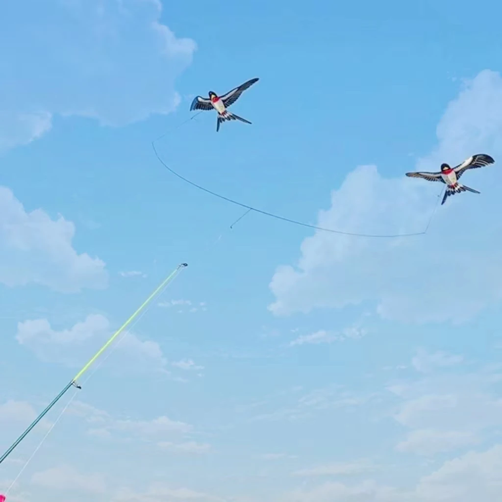 Mini Pole Swallow Kites for Adults - Dynamic Windsurfing Kites with Fishing Rod Line swallow kites