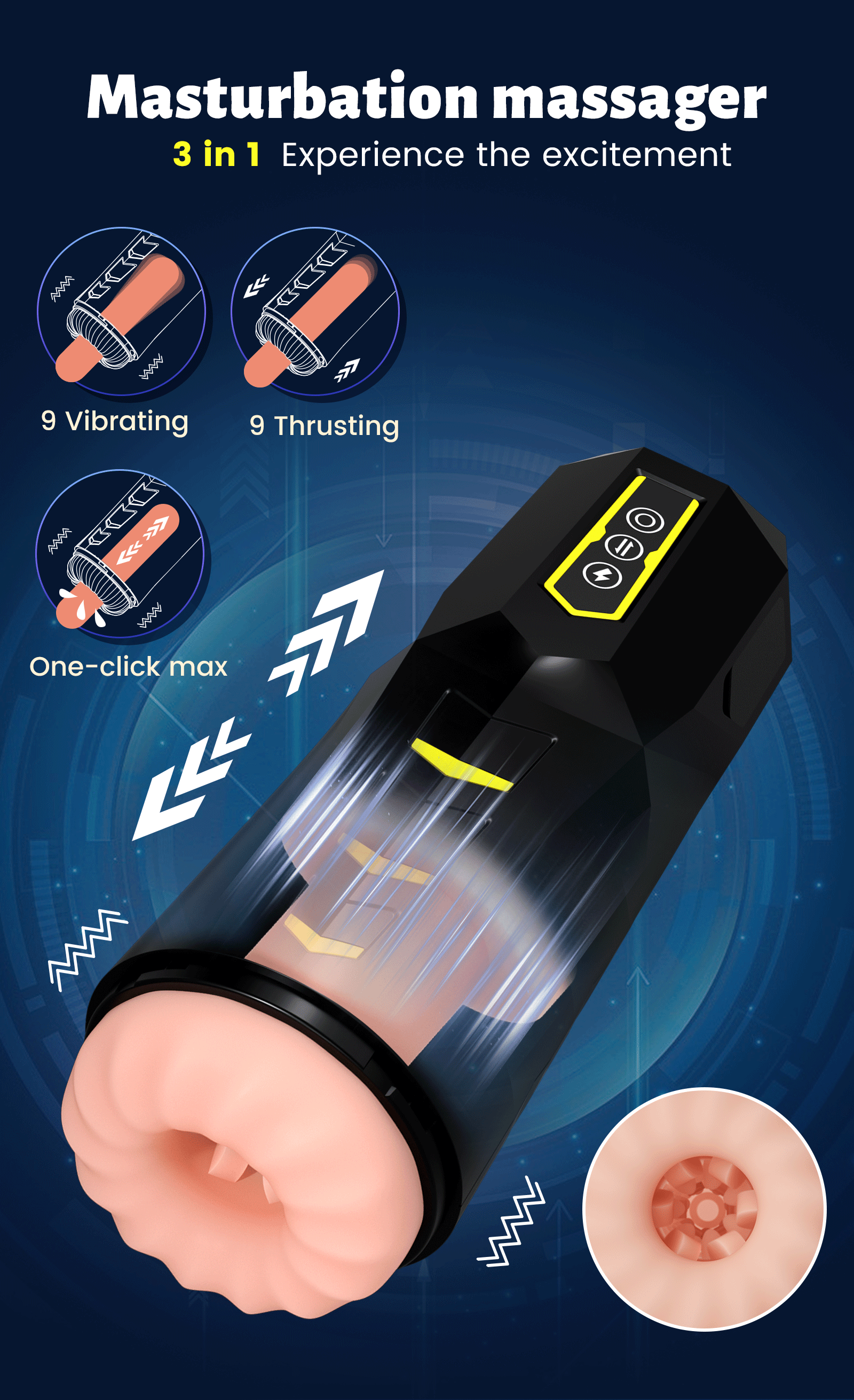 Male Masturbater Cup Automatic HandsFree 3D Textured Vibrating Thrusting  Stroker | eBay